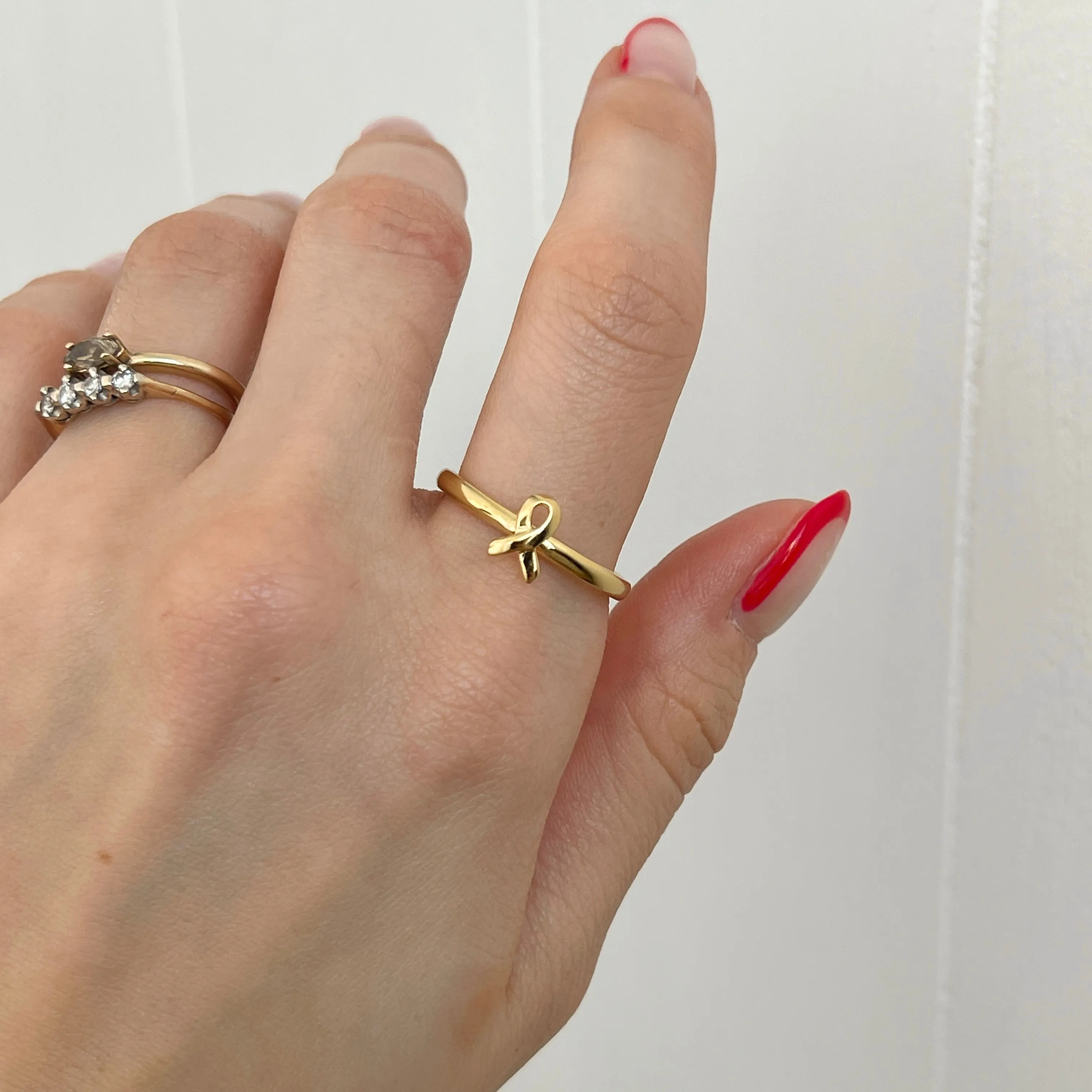 14KT Yellow Gold Plated Sterling Silver Awareness Ribbon Ring