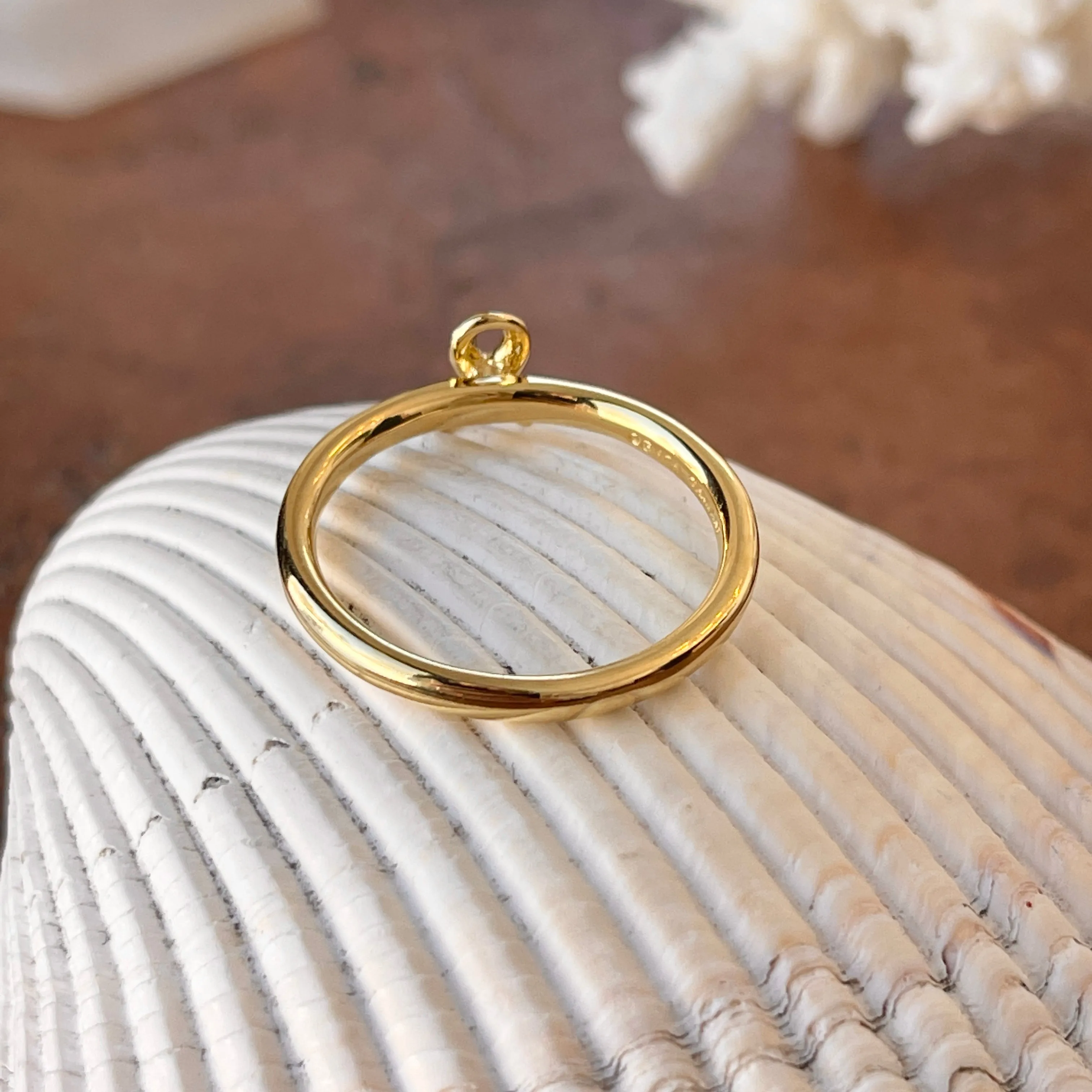 14KT Yellow Gold Plated Sterling Silver Awareness Ribbon Ring