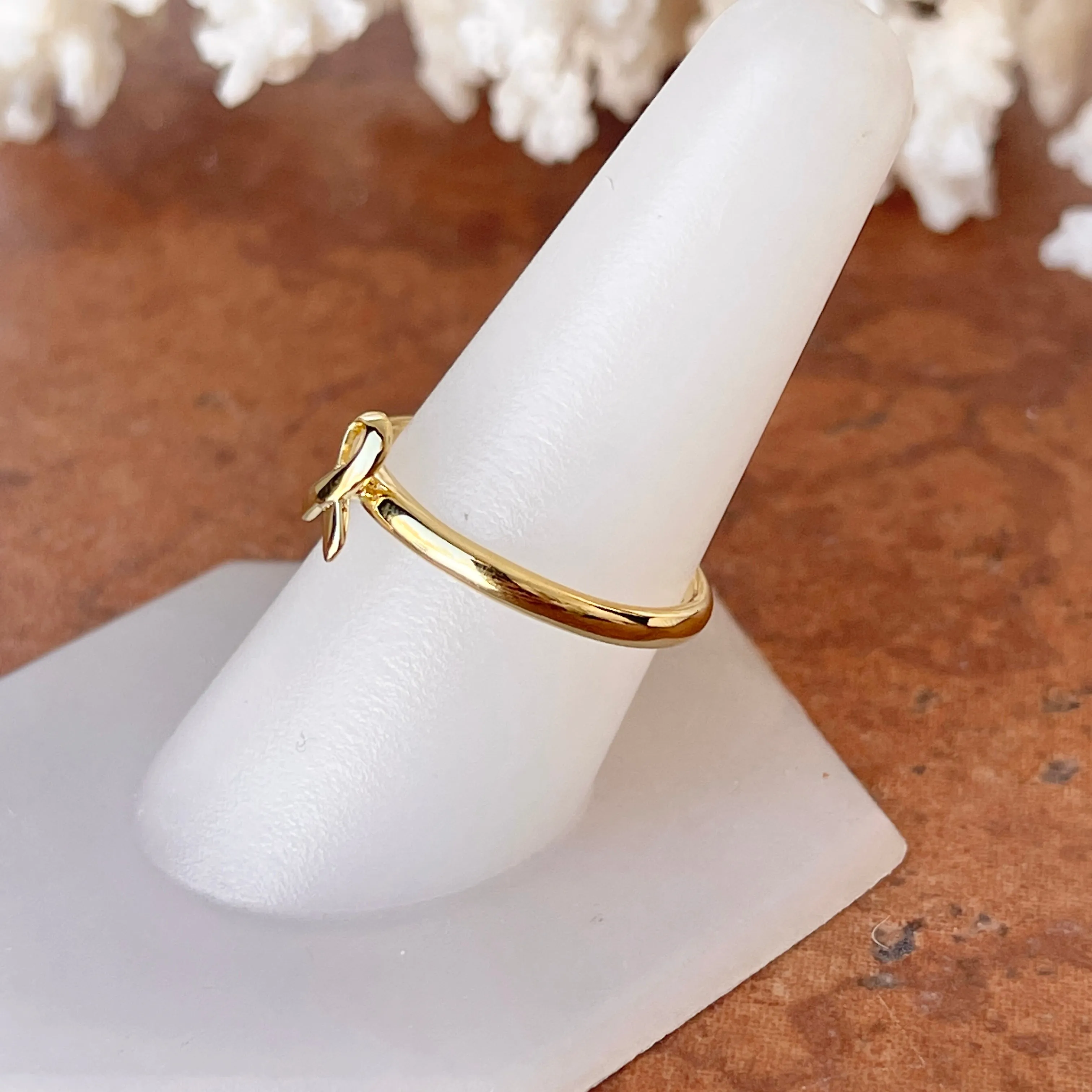 14KT Yellow Gold Plated Sterling Silver Awareness Ribbon Ring
