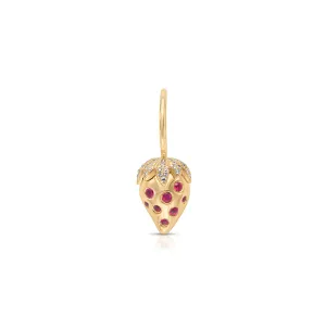 14KY Ruby Diamond Strawberry Charm