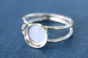 14mm Round Bezel Sterling Silver Double Band Ring blank