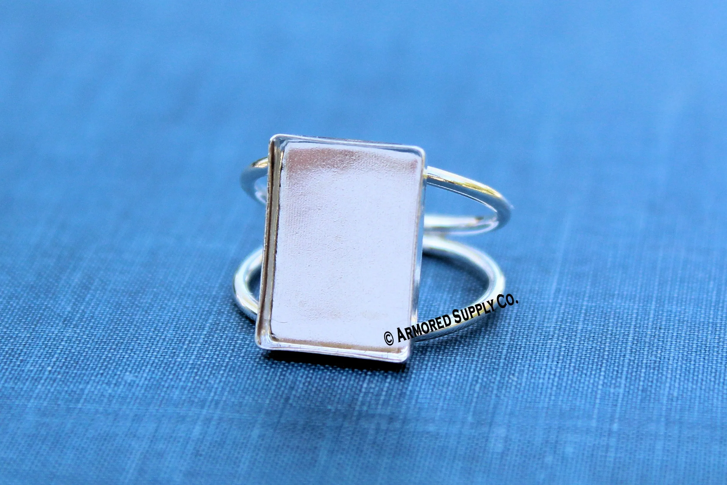14x10mm Rectangle Bezel Ring Blank DOUBLE Band Ring