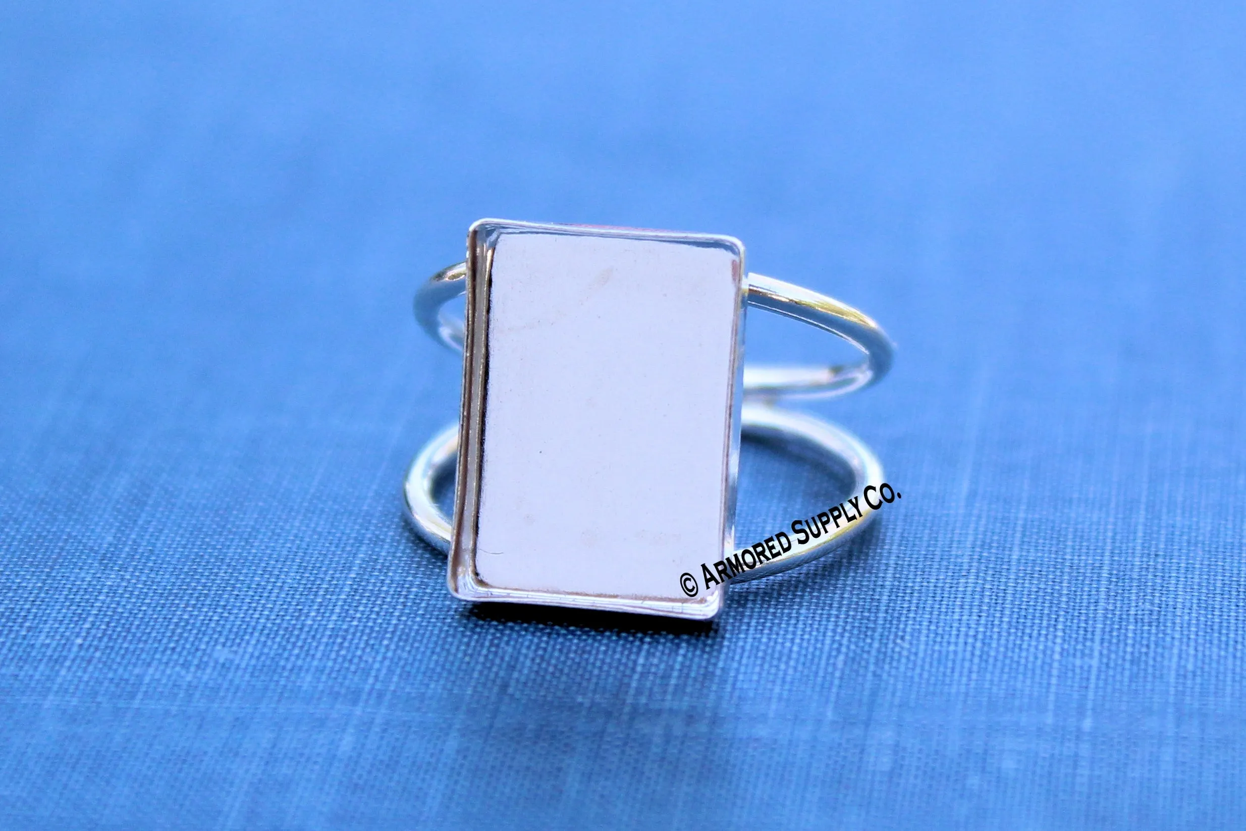 14x10mm Rectangle Bezel Ring Blank DOUBLE Band Ring