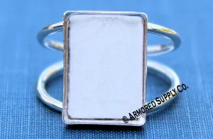 14x10mm Rectangle Bezel Ring Blank DOUBLE Band Ring