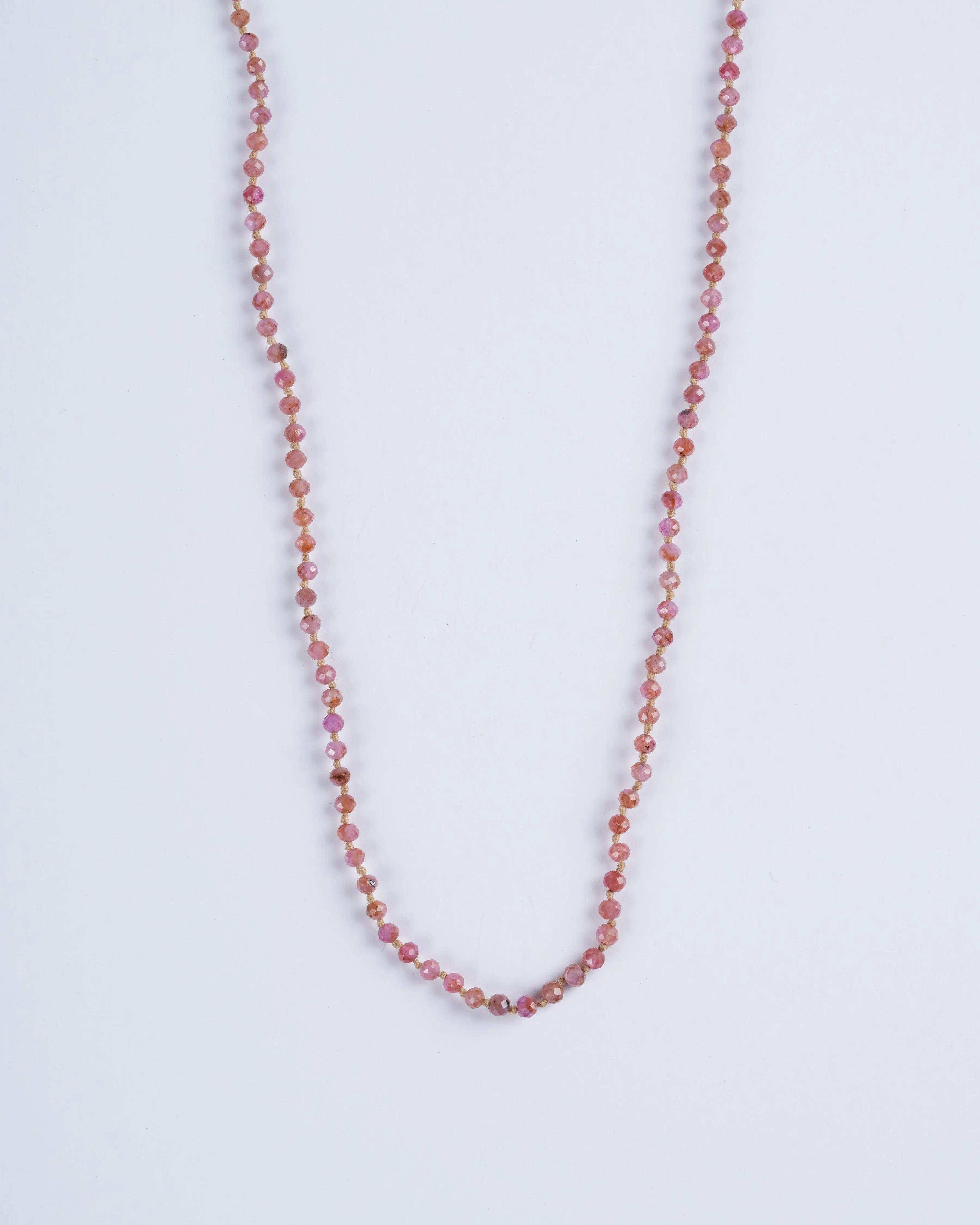 1.5mm ruby & pink sapphire necklace w/button closure - ruby and sapphire