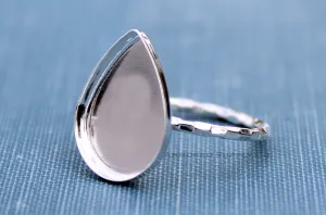 15x10mm Plain Pear Teardrop Bezel Checkered Ring blank