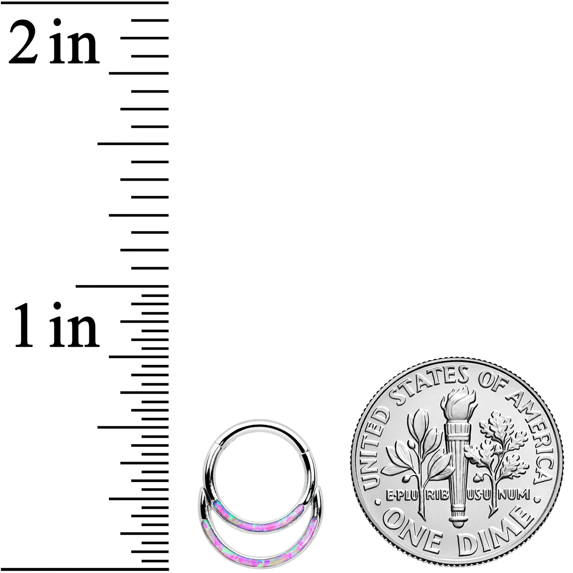 16 Gauge 5/16 Pink Synthetic Opal Double Row Hinged Segment Ring