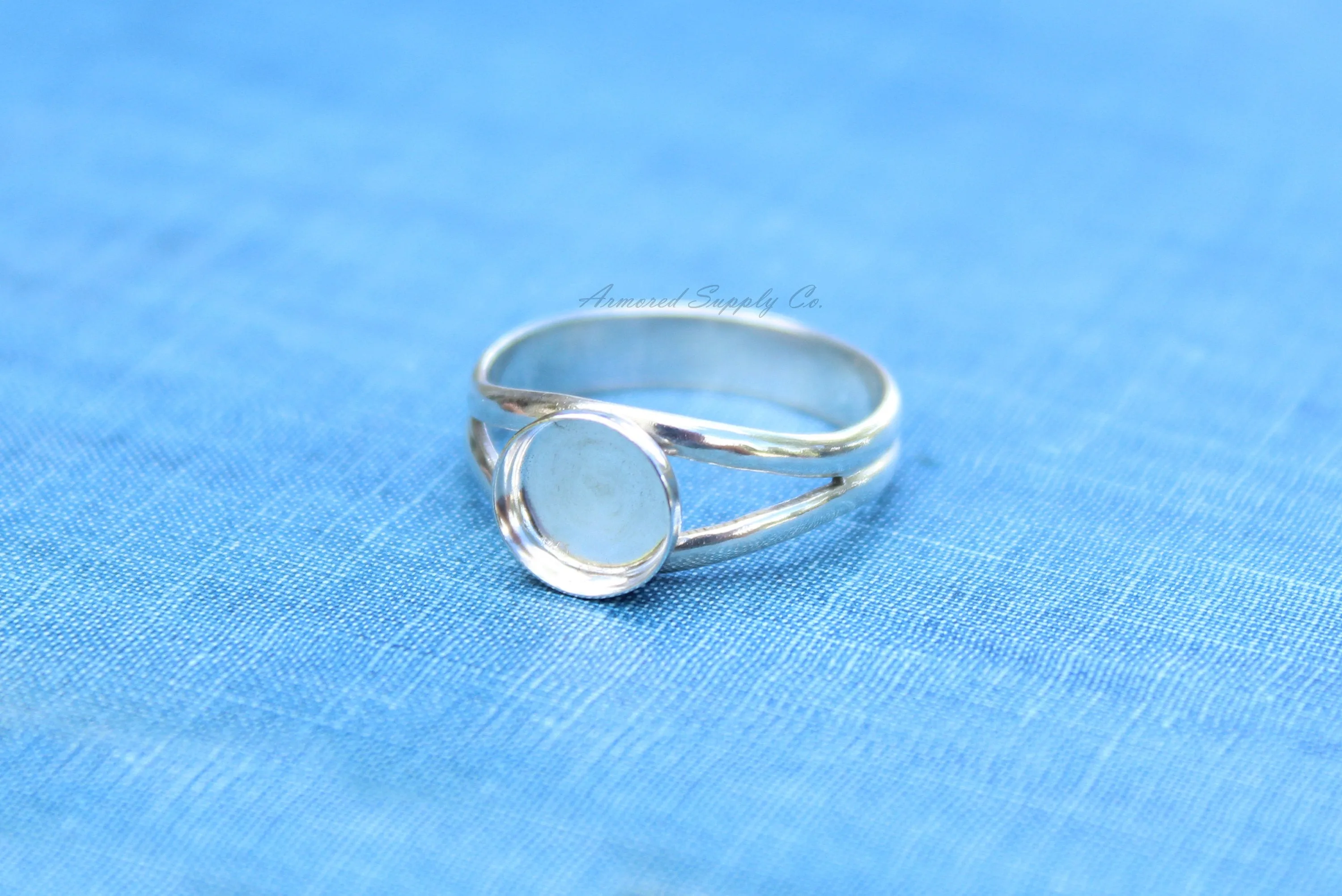 16mm Bezel Sterling Silver Split Shank Ring blank