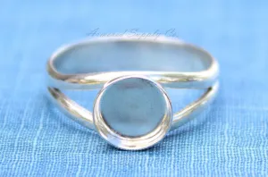 16mm Bezel Sterling Silver Split Shank Ring blank