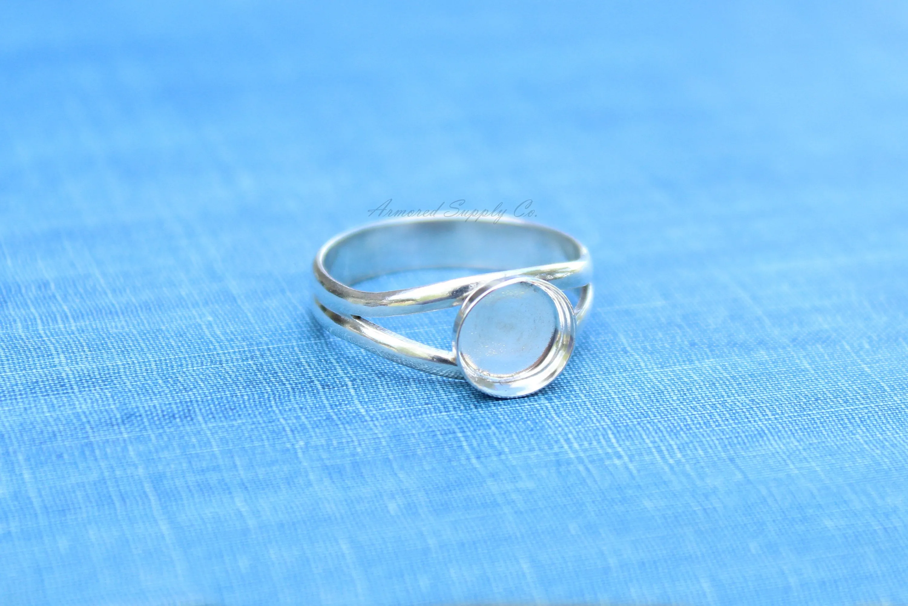 16mm Bezel Sterling Silver Split Shank Ring blank