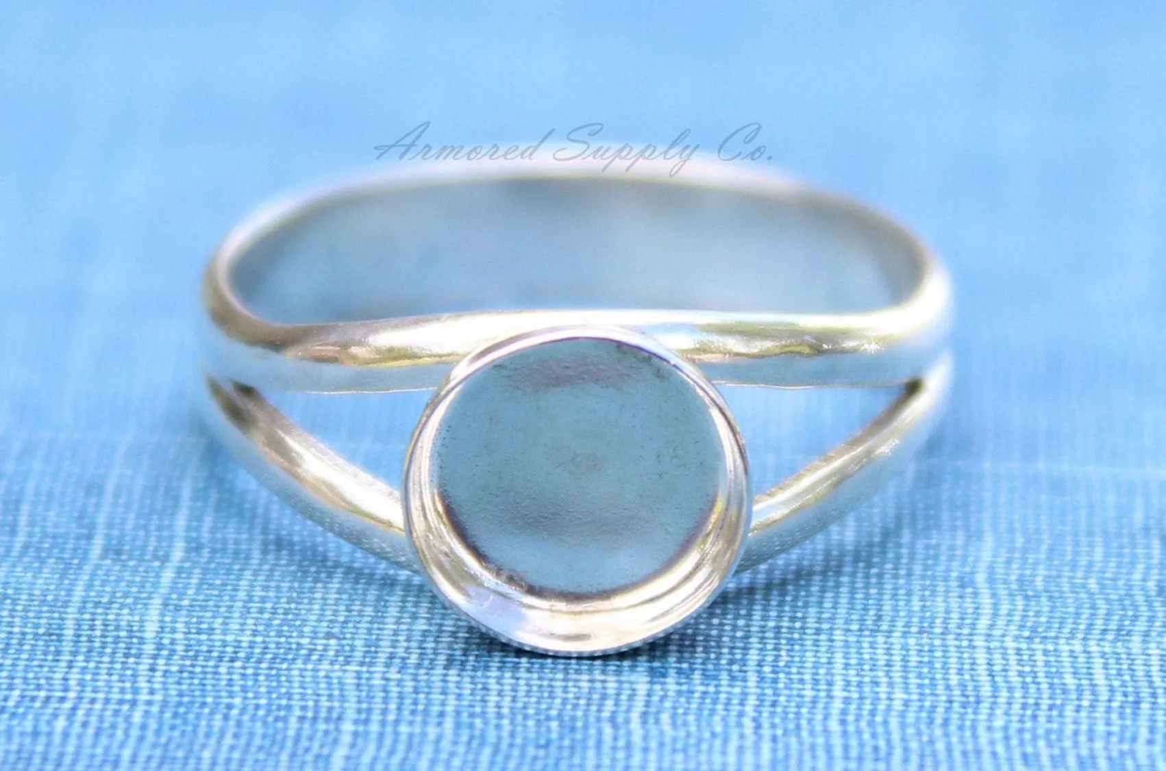16mm Bezel Sterling Silver Split Shank Ring blank