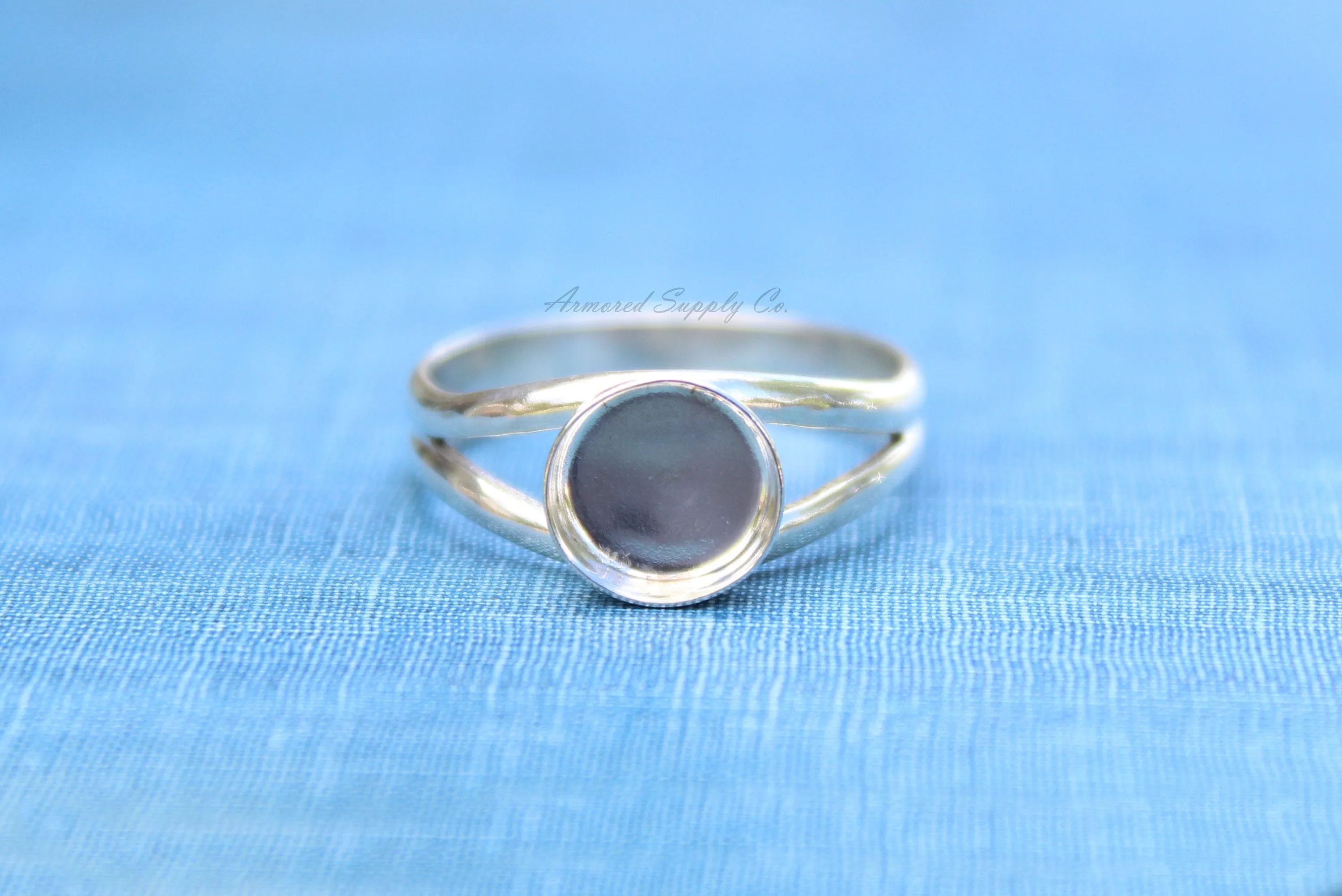 16mm Bezel Sterling Silver Split Shank Ring blank