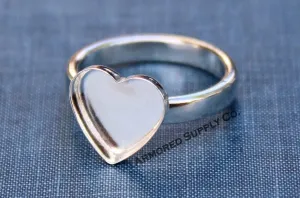 16mm Heart Bezel Ring blank with comfort ring band