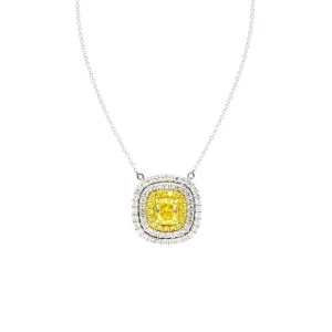 18 Karat Two Toned Gold Yellow Diamond Necklace