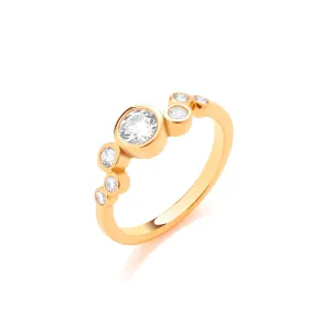 18ct Yellow Gold Plated Sterling Silver & Cubic Zirconia Wavy Bubbles Ring