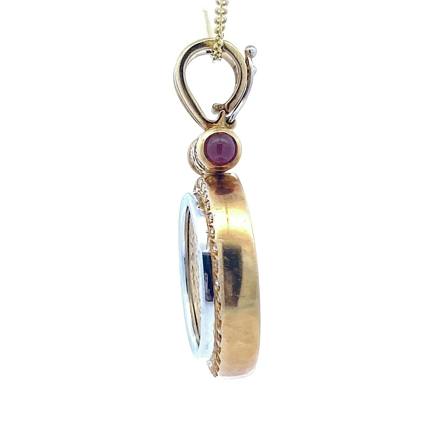 18K Diamond & Ruby Pendant Enhancer with Leo I Gold Solidus Coin