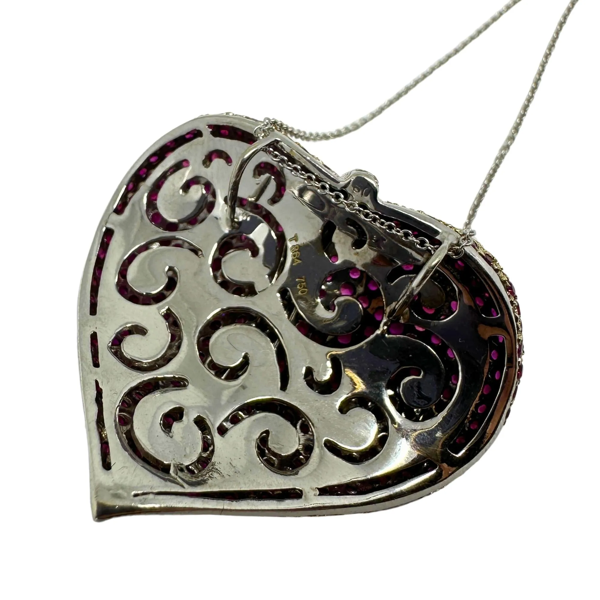 18k Diamond and Ruby Heart Pendant Necklace