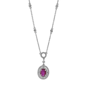 18KT White Gold Ruby And Diamond Necklace