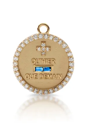 18KY Blue Sapphire and Diamond Qu'Hier Que Demain Love Token