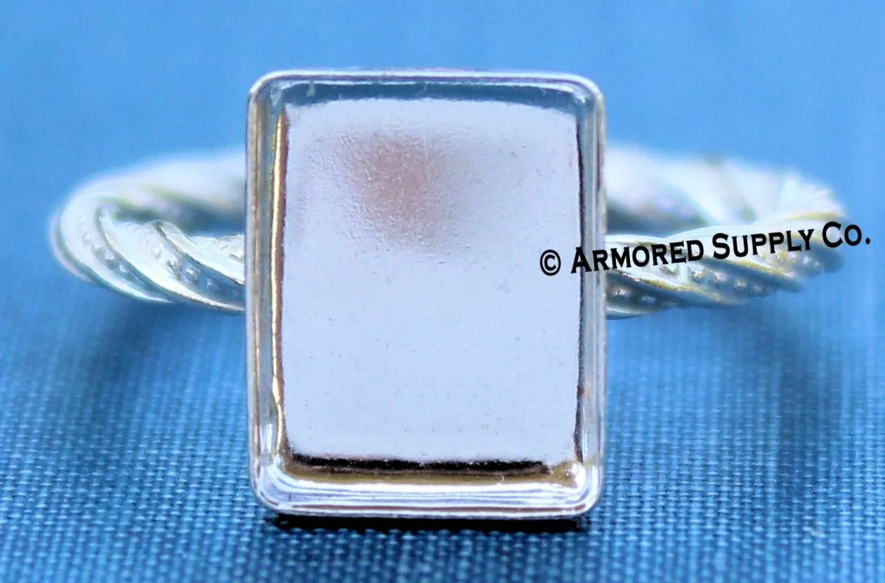 18x13mm Rectangle Bezel Ring Blank DOTTED Ring Band