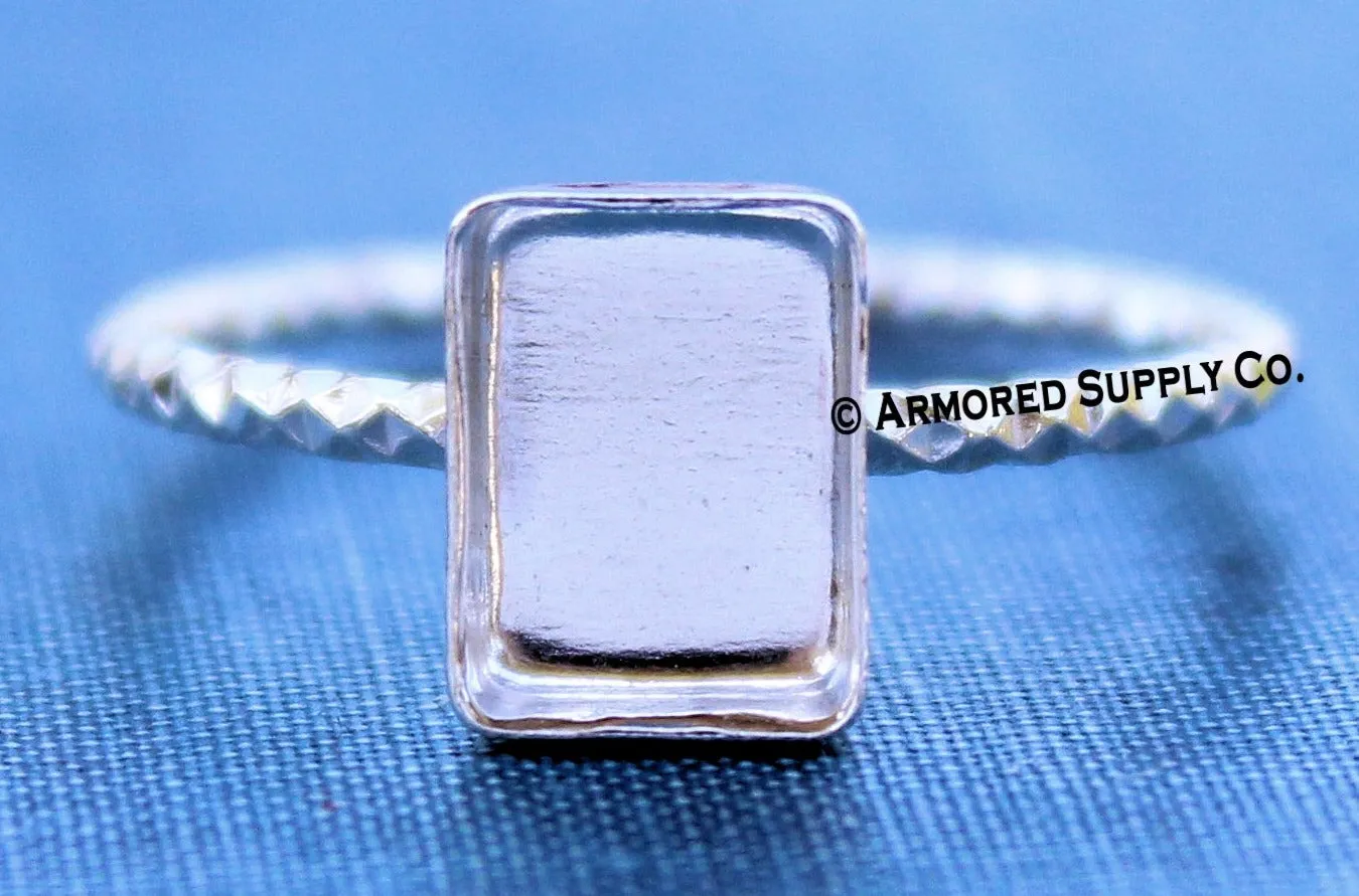 18x13mm Rectangle Bezel Ring Blank Sparkle Ring Band