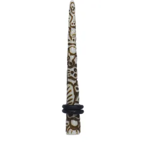 2 Gauge Brown White Resin Native Skull Taper