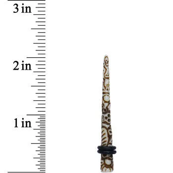 2 Gauge Brown White Resin Native Skull Taper