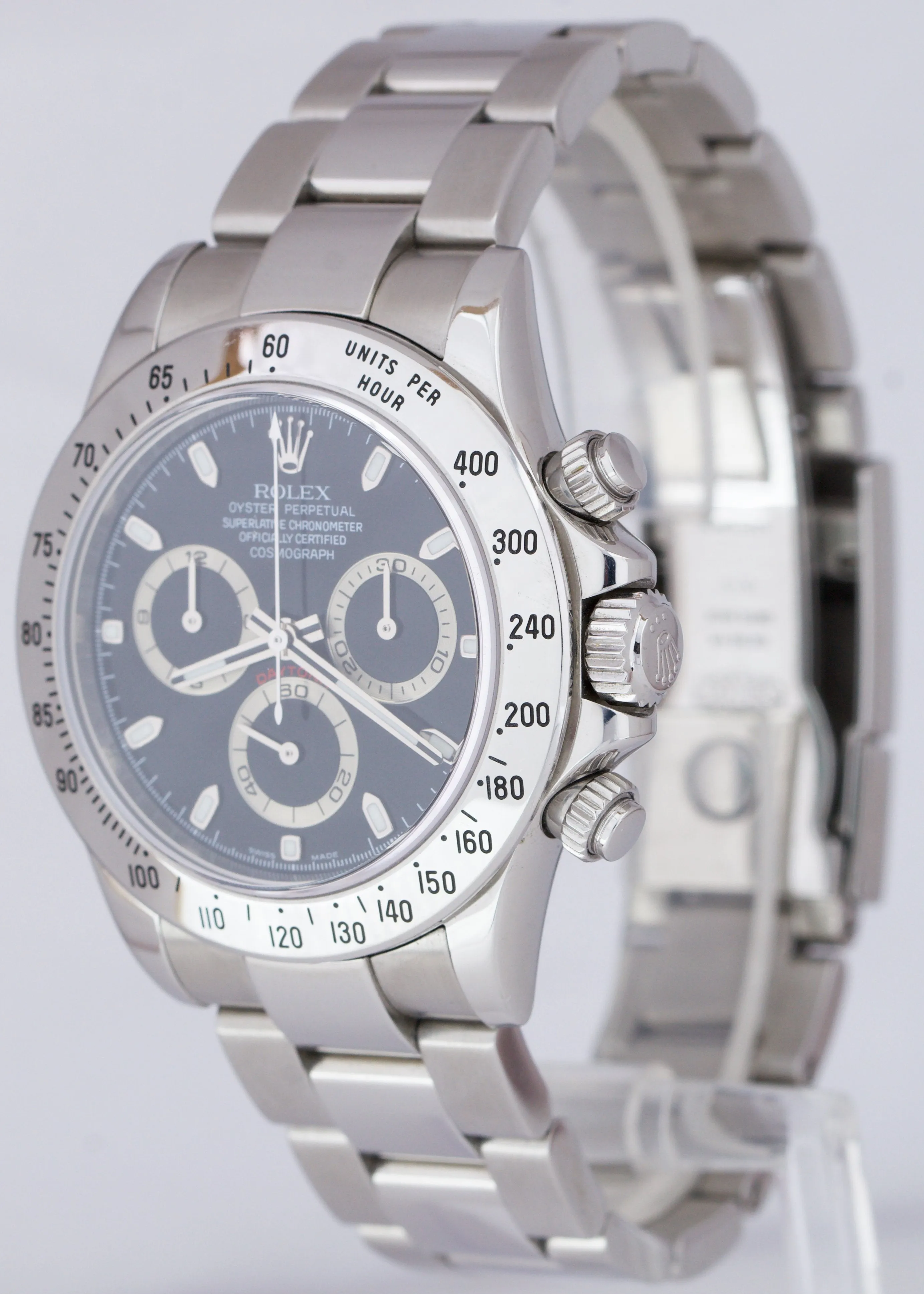2003 UNPOL. Rolex Daytona Cosmograph Black Stainless Steel 40mm Watch 116520 B P