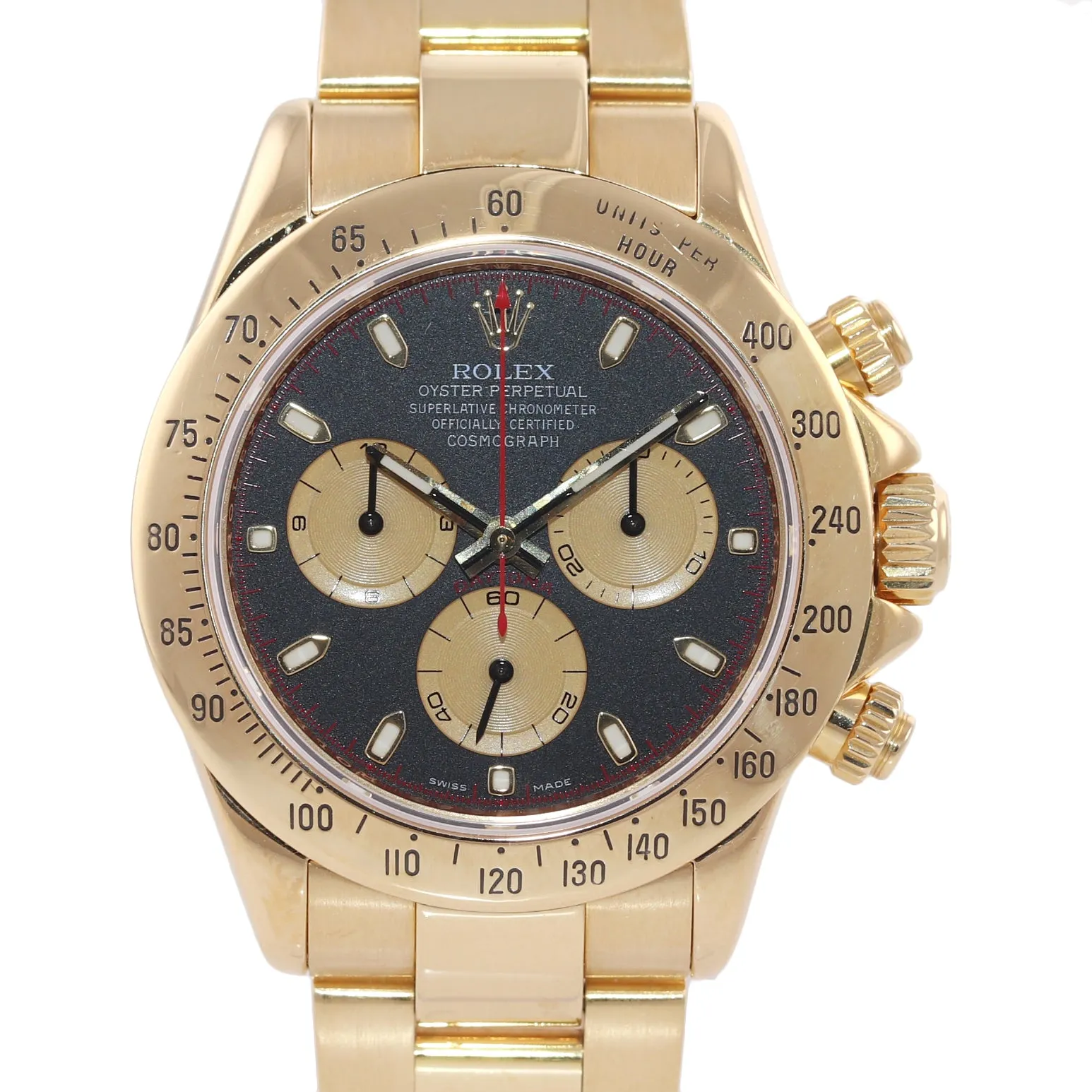 2007 Rolex Daytona 116528 Black Paul Newman Dial 18K Yellow Gold 40mm Watch