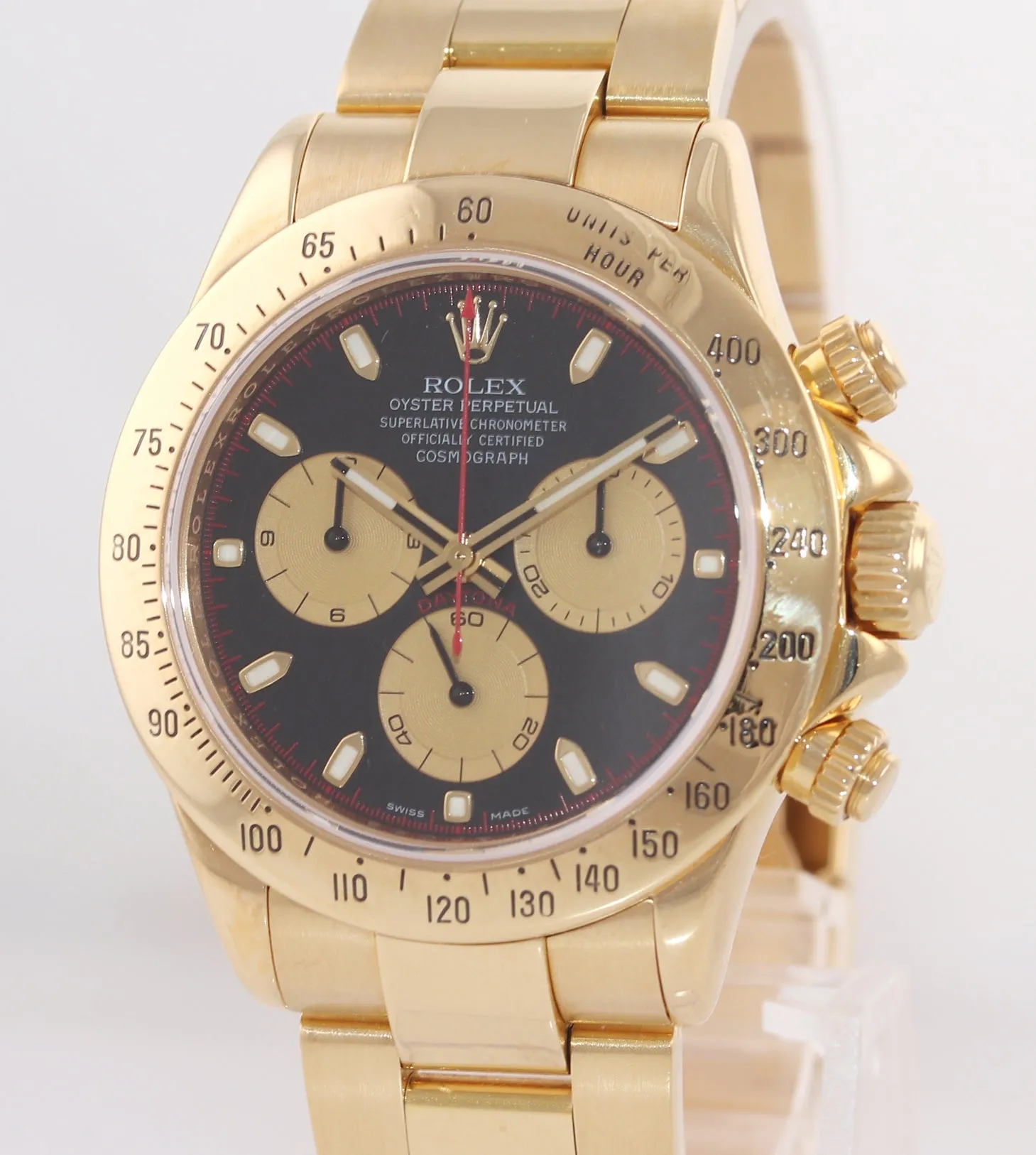 2007 Rolex Daytona 116528 Black Paul Newman Dial 18K Yellow Gold 40mm Watch