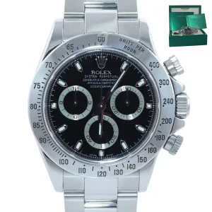2008 MINT Rolex Daytona 116520 Black Steel 40mm Oyster Engraved Rehaut Watch
