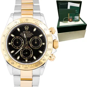 2008 Rolex Daytona Cosmograph 40mm Black Gold Two-Tone Stainless Watch 116523