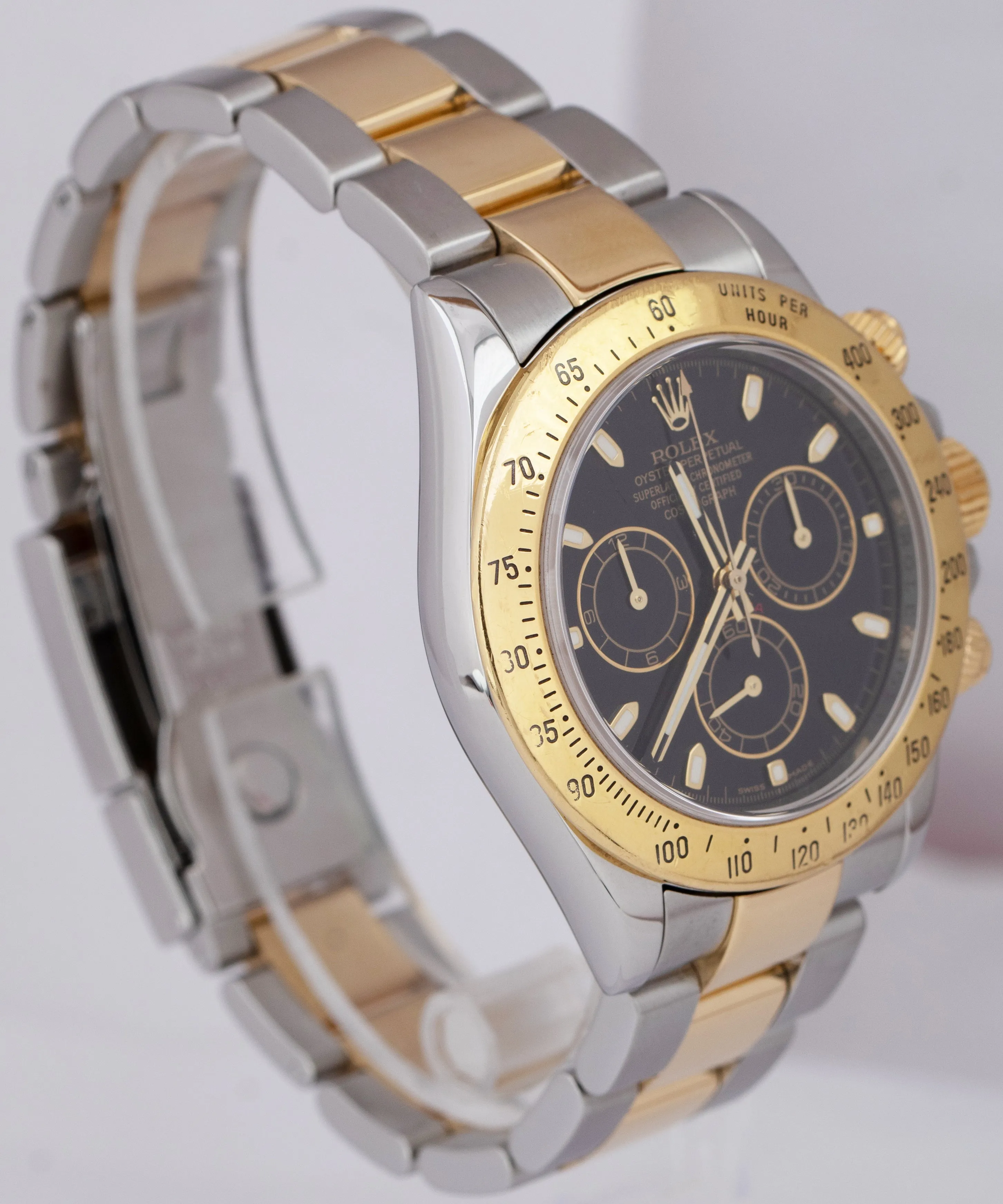 2008 Rolex Daytona Cosmograph 40mm Black Gold Two-Tone Stainless Watch 116523