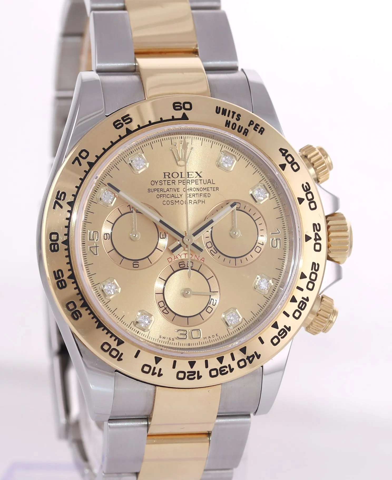 2018 PAPERS Champagne Diamond 116503 Rolex Daytona Two Tone Steel Gold Watch