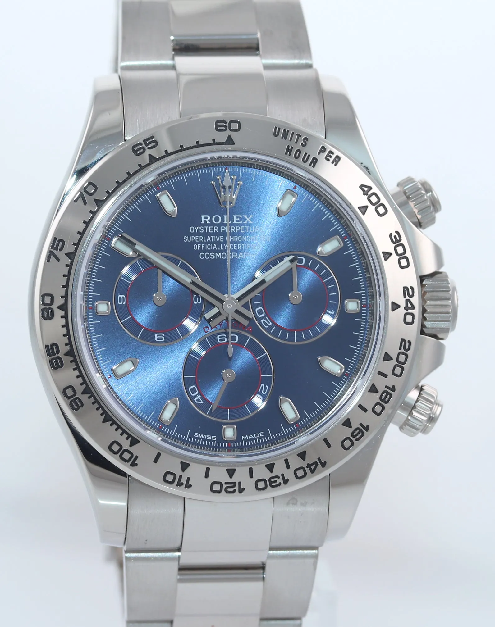 2019 PAPERS Rolex Daytona Chrono Blue Dial 116509 18k White Gold Watch Box