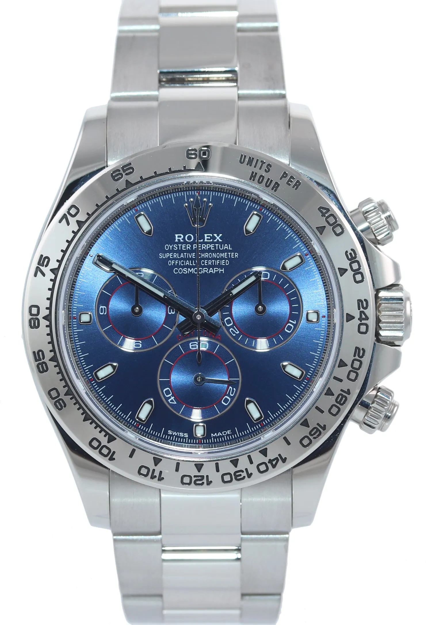 2019 PAPERS Rolex Daytona Chrono Blue Dial 116509 18k White Gold Watch Box