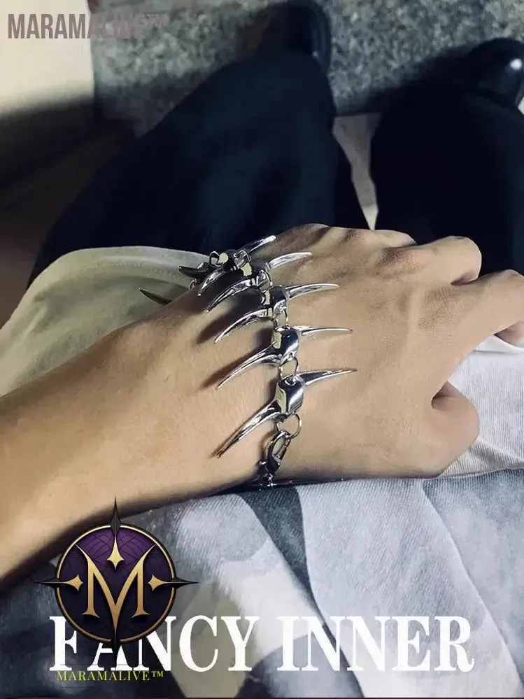 2023 New Bracelet Thorny Spine Punk Super Cool Unisex Wolf Tooth Trendy Metal Bangle Choker for Women Men Couple Party Jewelry
