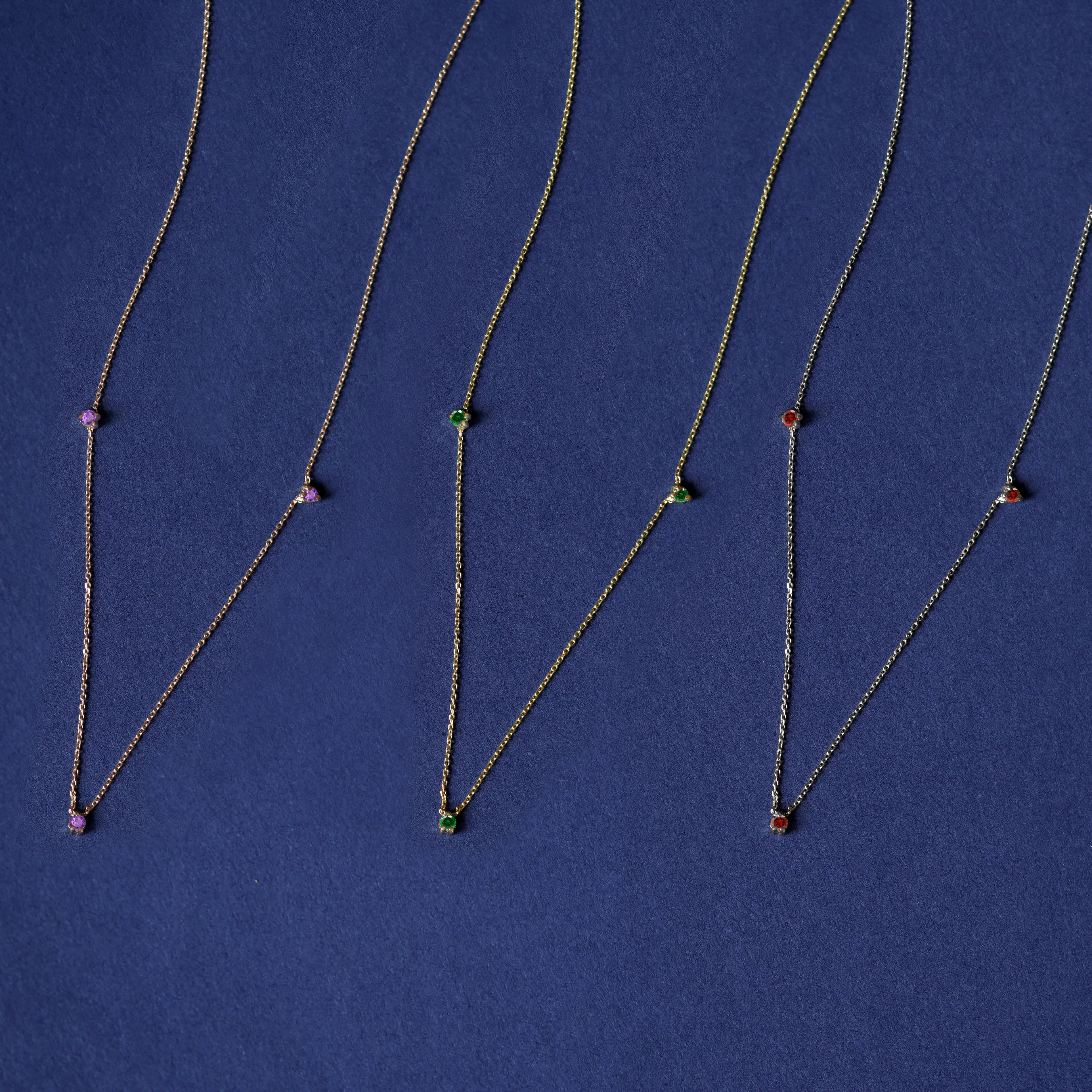 3 Gemstone Cable Necklace