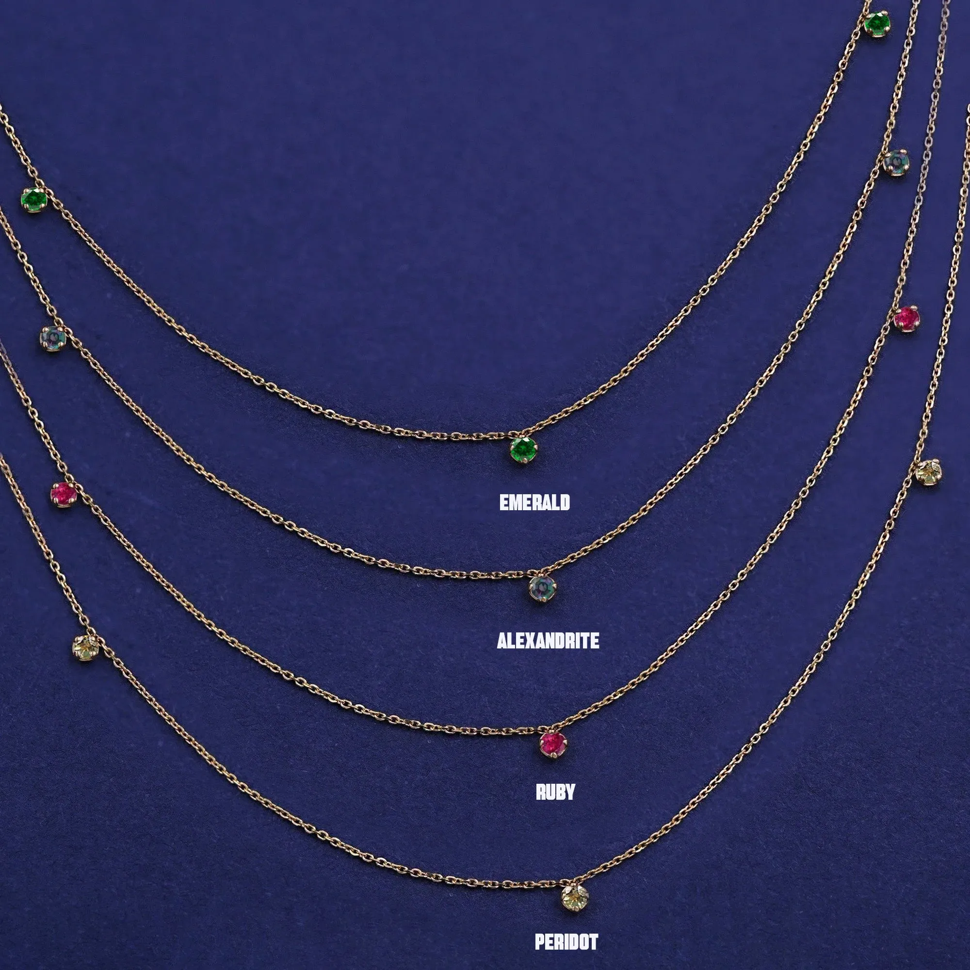 3 Gemstone Cable Necklace