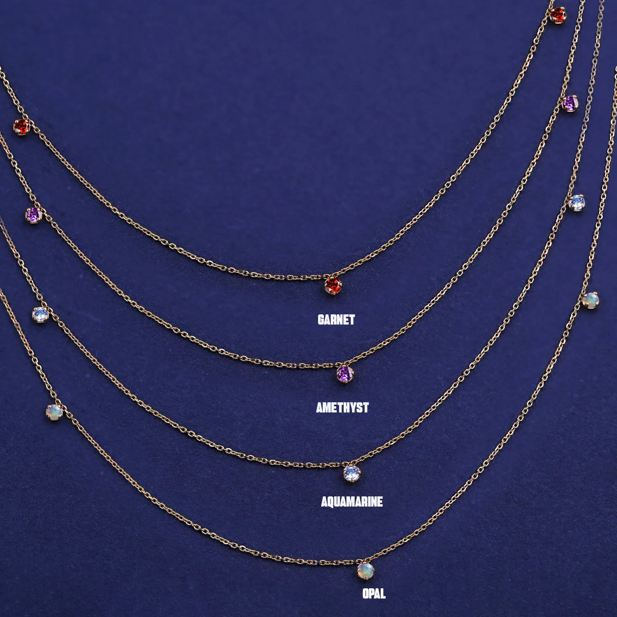 3 Gemstone Cable Necklace