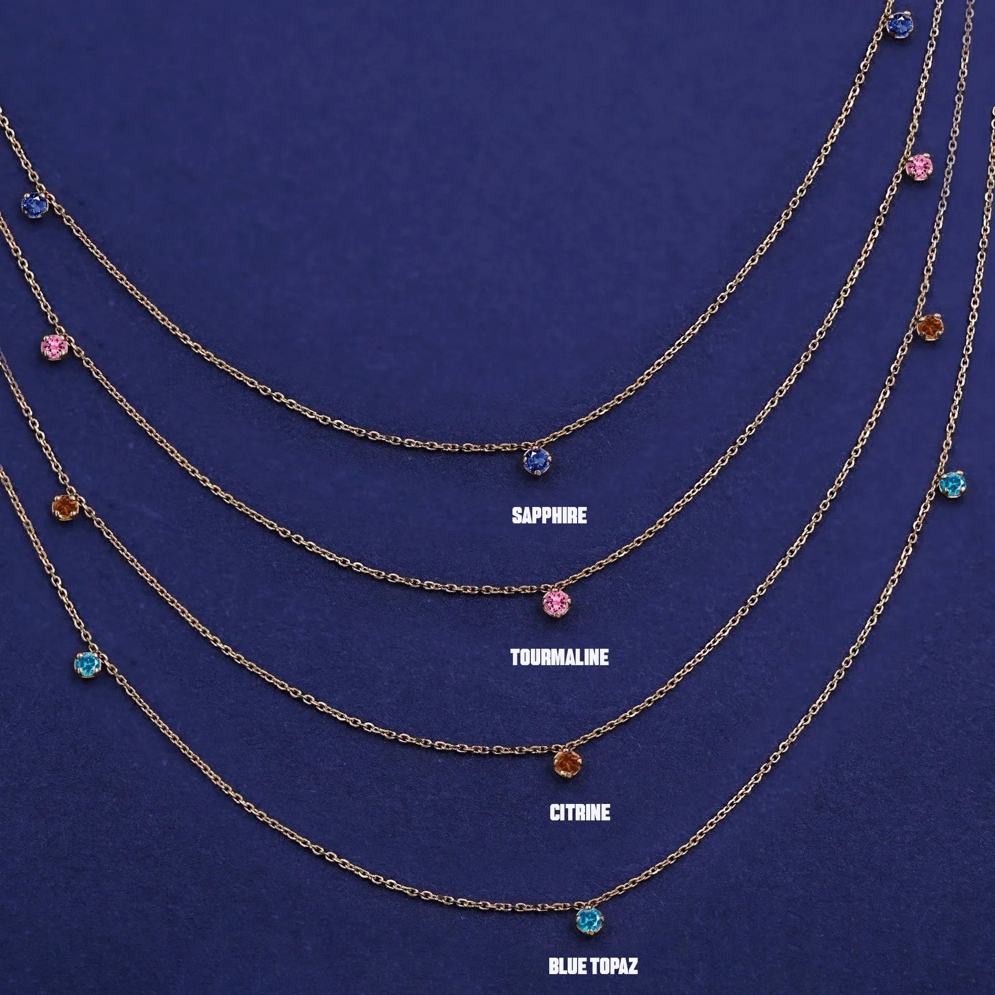 3 Gemstone Cable Necklace