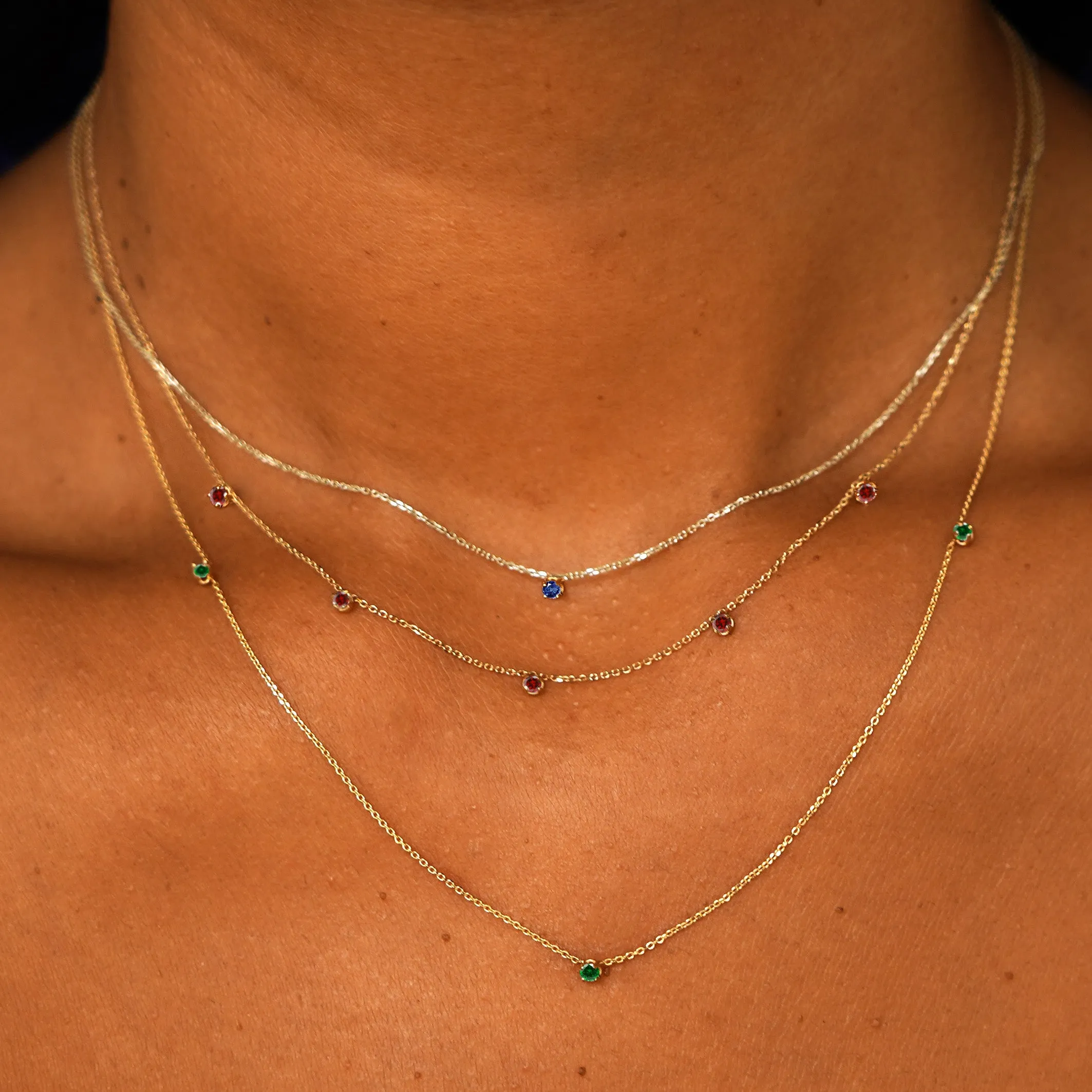 3 Gemstone Cable Necklace