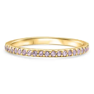 3/4Ct Genuine Amethyst Eternity Ring Stackable Band 14k Yellow Gold Size: 8