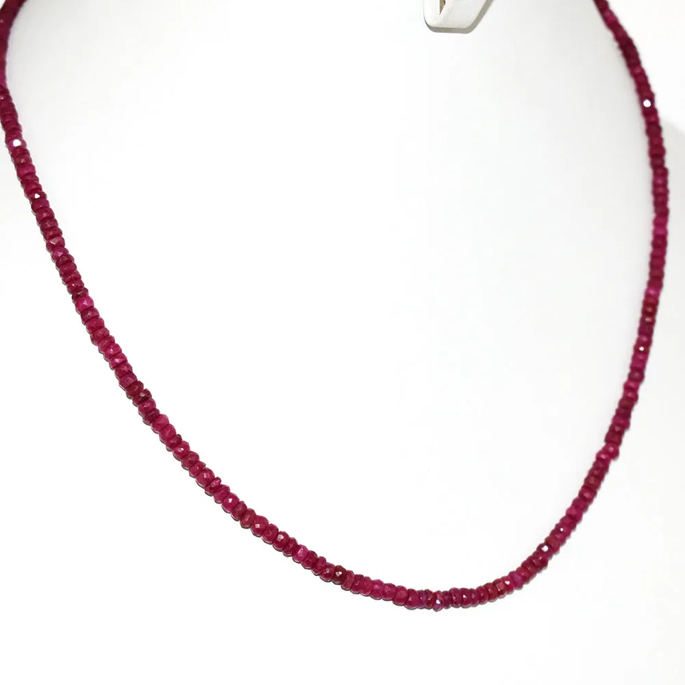 3.5 mm Ruby Gemstone Necklace In Yellow Gold Clasp