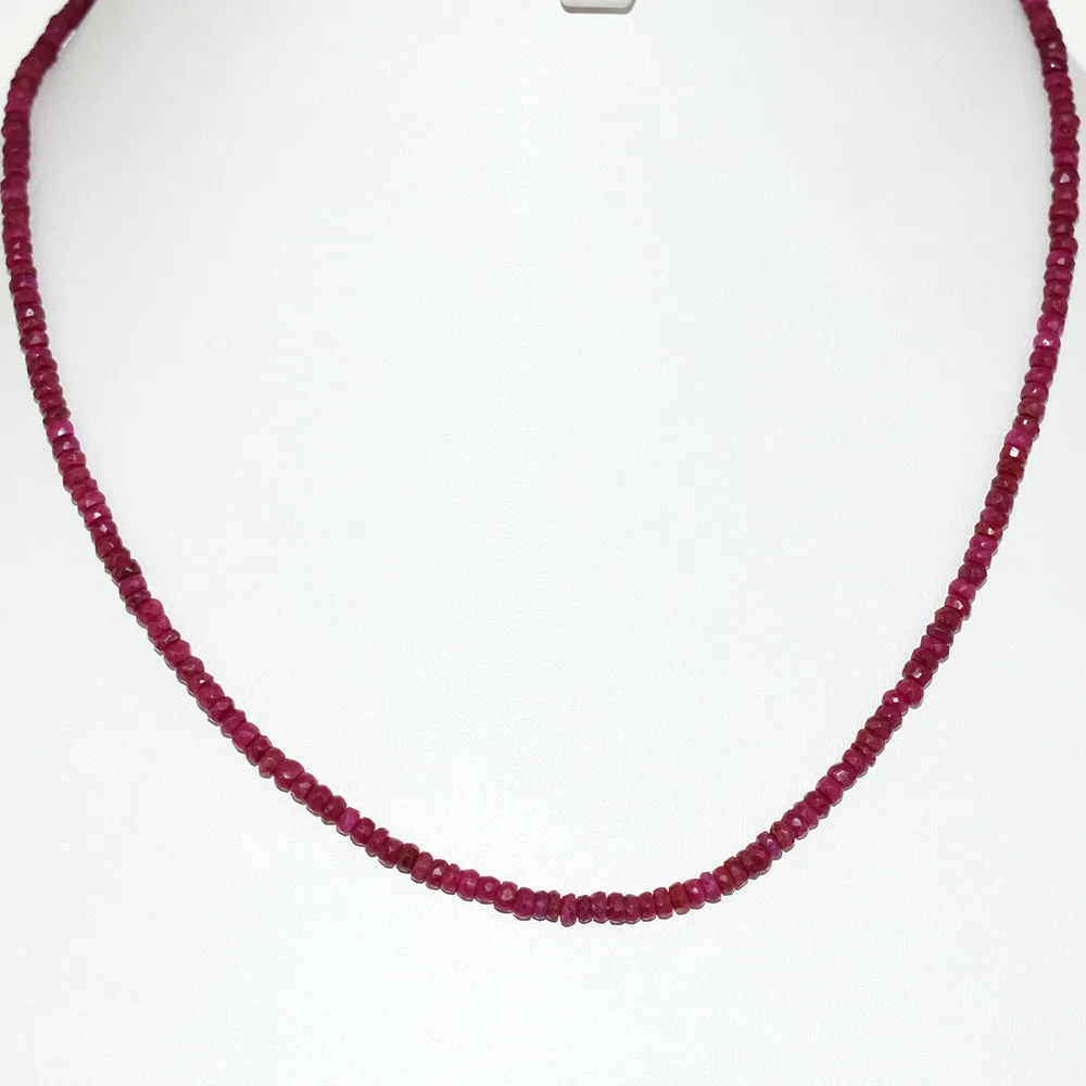 3.5 mm Ruby Gemstone Necklace In Yellow Gold Clasp