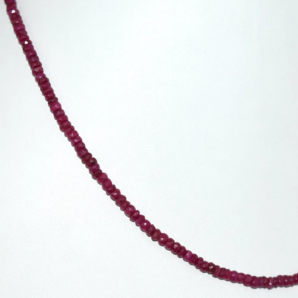 3.5 mm Ruby Gemstone Necklace In Yellow Gold Clasp