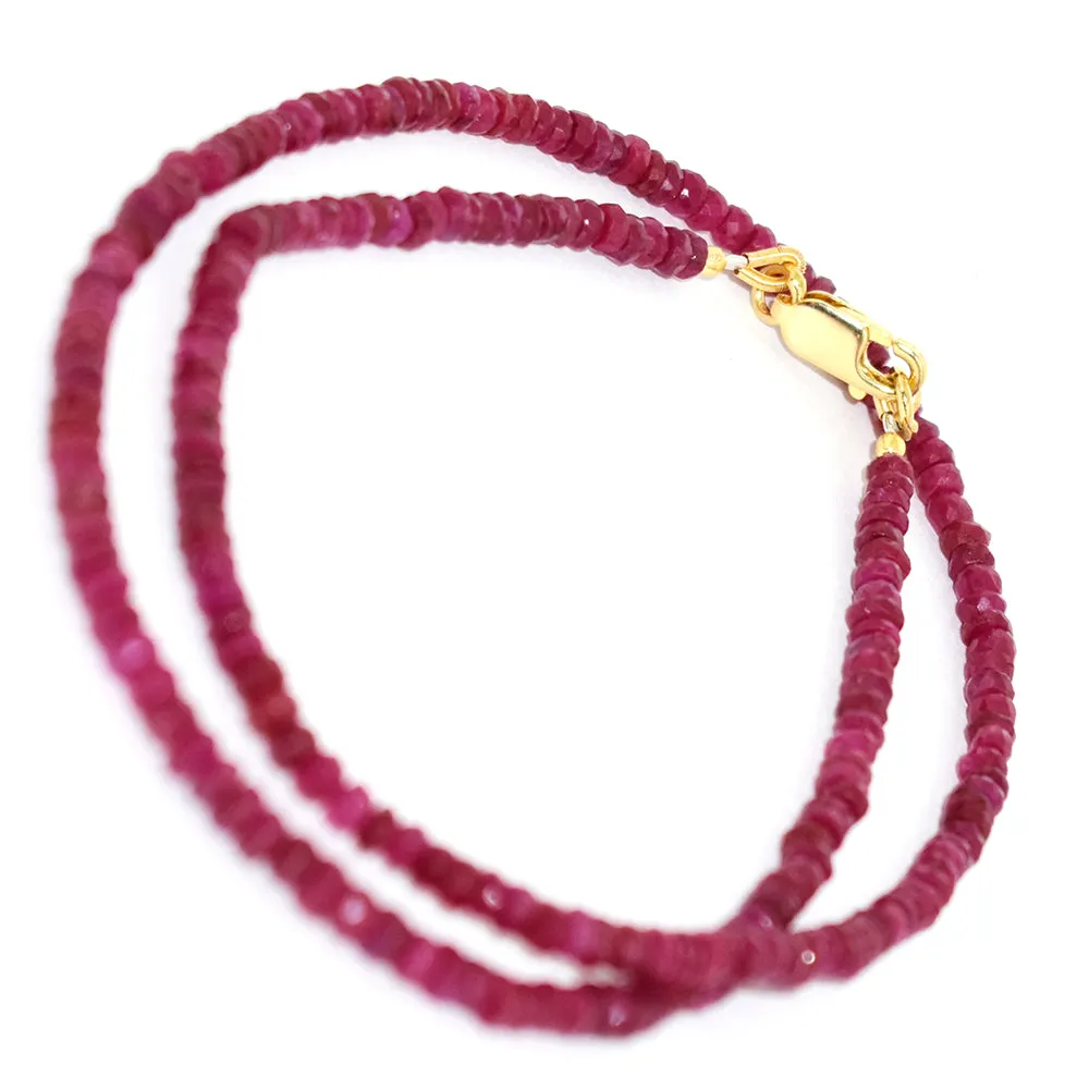 3.5 mm Ruby Gemstone Necklace In Yellow Gold Clasp