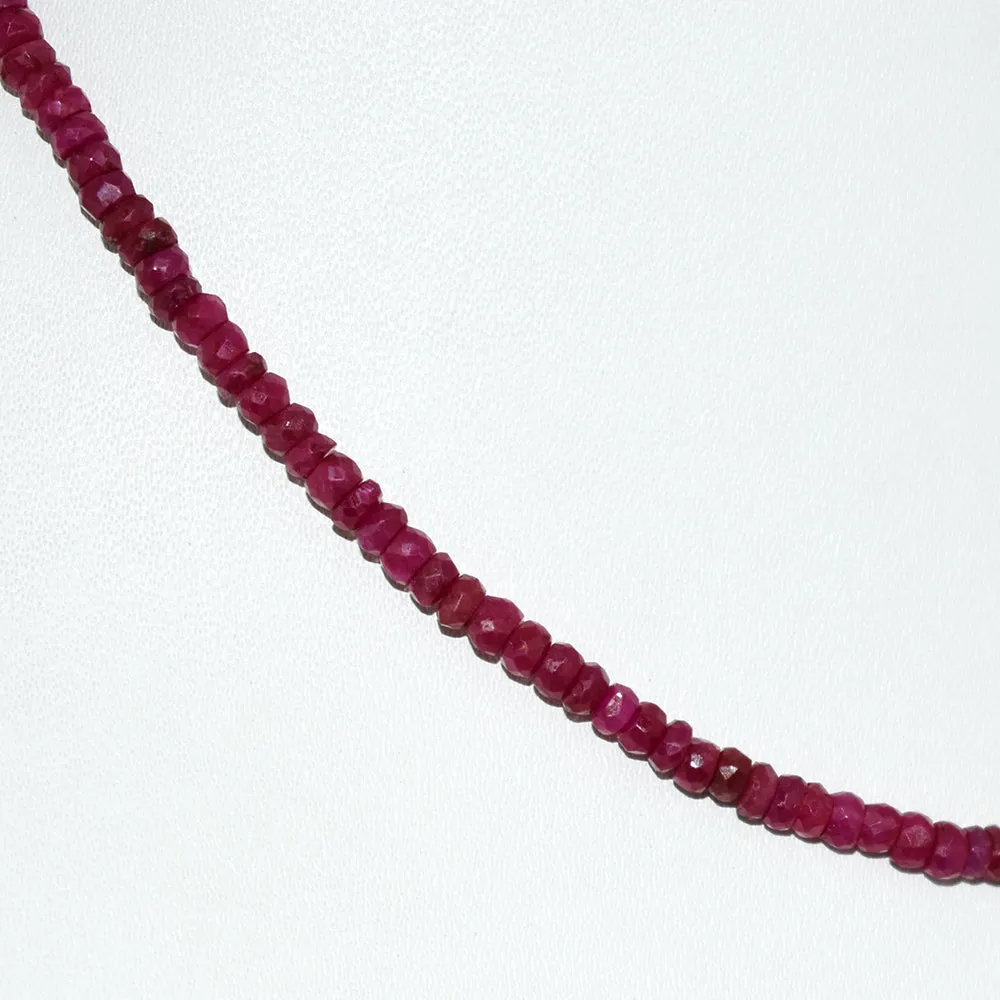 3.5 mm Ruby Gemstone Necklace In Yellow Gold Clasp