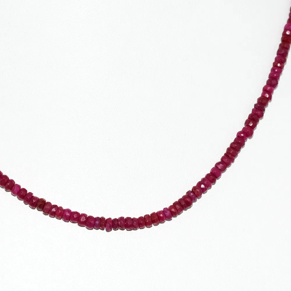 3.5 mm Ruby Gemstone Necklace In Yellow Gold Clasp
