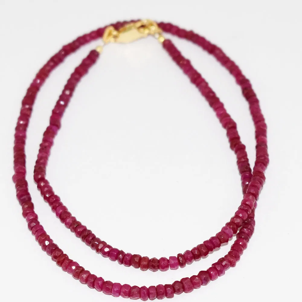 3.5 mm Ruby Gemstone Necklace In Yellow Gold Clasp